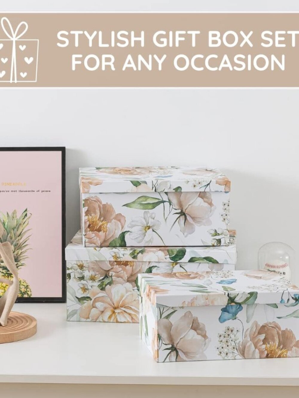 Decorative Cardboard Storage Boxes with Lids for Home Decor and Organization, Se - Picture 6 of 8